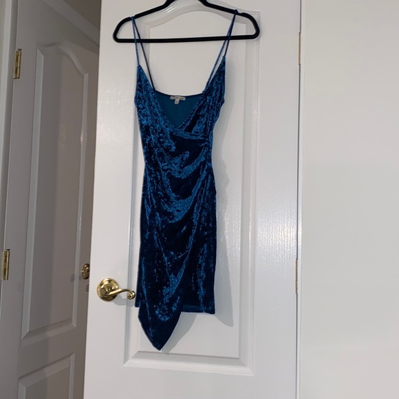 iridescent velvet dress blue and red Navy V-Neck Velvet Maxi Dress - Event Dresses